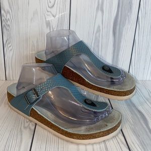 Birkenstock Gizah Mermaid Aqua Blue nubuck leather Thong sandals 39